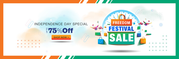 Wall Mural - Modern India independence day special sale 75% off. freedom festival offer.