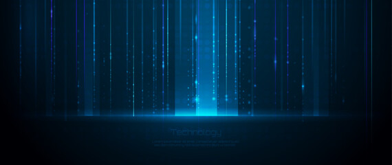 Poster - Big Data futuristic, hi tech technology, light line design. Vector datum digital background. Illustration innovation data system, cyber space, communication internet, information, connection concept