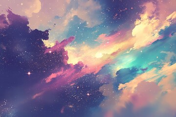 Wall Mural - incredible abstract background of a colorful space galaxy cloud nebula. starry night cosmos. univers