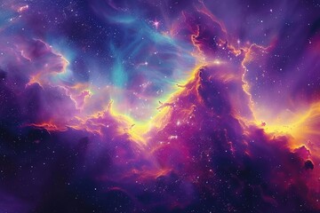 Wall Mural - incredible abstract background of a colorful space galaxy cloud nebula. starry night cosmos. univers