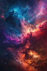 Wall Mural - incredible abstract background of a colorful space galaxy cloud nebula. starry night cosmos. univers