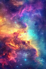 Wall Mural - incredible abstract background of a colorful space galaxy cloud nebula. starry night cosmos. univers