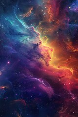 Wall Mural - incredible abstract background of a colorful space galaxy cloud nebula. starry night cosmos. univers