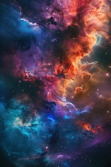 Wall Mural - incredible abstract background of a colorful space galaxy cloud nebula. starry night cosmos. univers