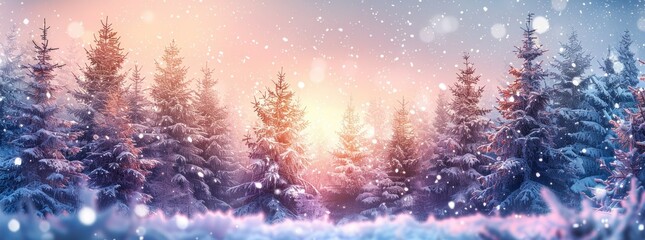 Canvas Print - Winter Wonderland: A snowy forest bathed in a magical light