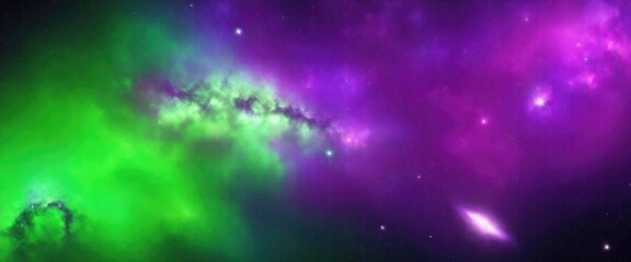 Galaxy Background with Green and Purple Nebula