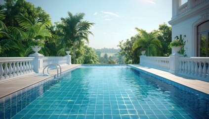 Canvas Print - Luxury Poolside Retreat