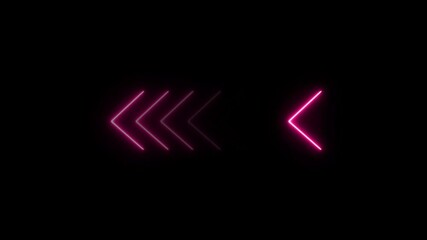 Wall Mural - Glowing neon line directional left looping arrow animation. signal icon. purple color a moving arrow pointing to the Left.