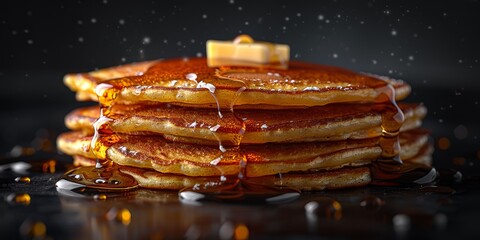 Wall Mural - National Pancake Day stack of pancakes with syrup, September 26th