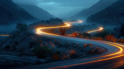 Sticker - Winding Mountain Road at Dusk