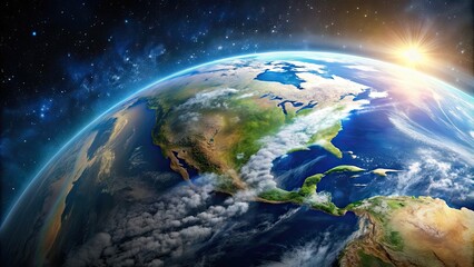 Wall Mural - beautiful aerial view of planet earth from space, earth, planet, space, aerial view, globe, nature, 