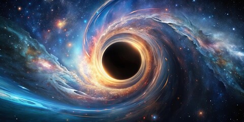 Poster - A surreal black hole swirling in outer space, astronomy, space, universe, cosmic, infinity, vortex, powerful