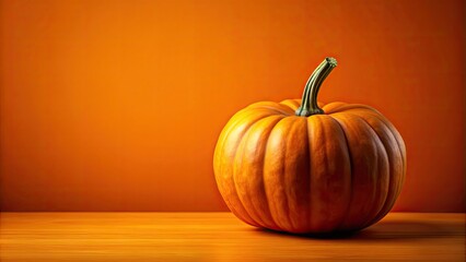 Poster - Large ripe pumpkin isolated on vibrant orange background, pumpkin, large, ripe, harvest, autumn, seasonal, vegetables