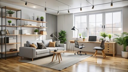 Poster - Modern studio interior with minimalistic furniture and decor, modern, studio, interior, minimalistic, furniture, decor