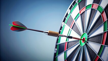 Dartboard with dart in bullseye, rendering isolated on background, dartboard, bullseye, target, game, sport, success