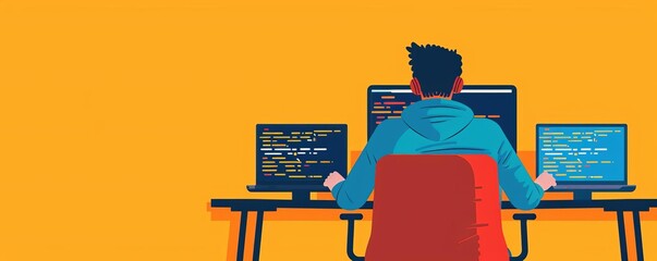 Programmer testing a new app on various devices, cross-platform development, tech diversity