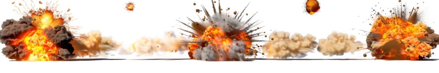 Wall Mural - Set of explosions isolated on white background