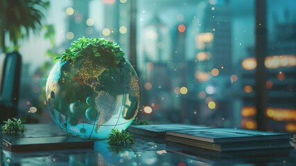 Wall Mural - A corporate report highlighting ESG (Environmental, Social, Governance) metrics within the green energy sector, showcasing sustainable business practices in the renewable energy industry