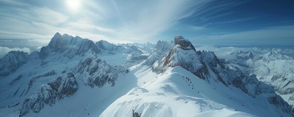 Poster - Snowy Mountain Peaks Under a Clear Sky