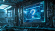 © edojob - Futuristic control room displaying question mark and technical data