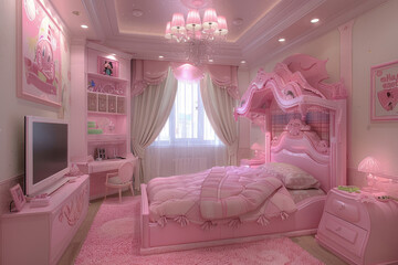 Children's pink room in the apartment