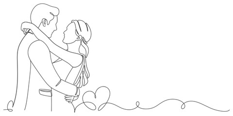 Wall Mural - Wedding couple line art vector illustration