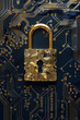 © Janjira - A golden padlock on a black circuit board symbolizes cybersecurity and data protection in modern technology.