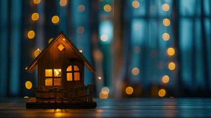 Sticker - Cozy Wooden House with Warm Lights