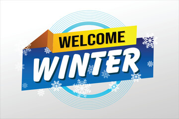 welcome winter word text concept icon logo sign symbol vector note blue style for use landing page, template, social media, web, mobile app, poster, banner, flyer, background, gift card, coupon

