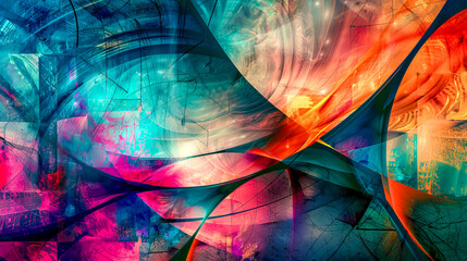 Abstract background showing colorful shapes creating three dimensional effect