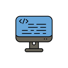 web coding color line icon with white background vector stock illustration