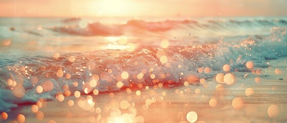 Canvas Print -  A tight shot of a beach wave, sun illuminating behind, blurred ocean backdrop