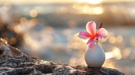 Canvas Print - Flower in Vase at Sunset