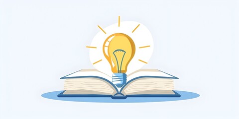 Canvas Print - Crisp Icon of Book with Light Bulb Representing Knowledge and Education Concept