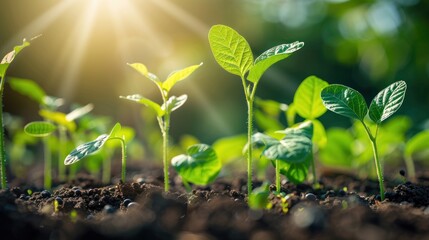 Wall Mural - Young Plants Growing in Sunlight