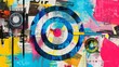 © TensorSpark - High contrast art collage depicting brand positioning strategies with a circular target, symbolizing strategic marketing approaches and business growth.