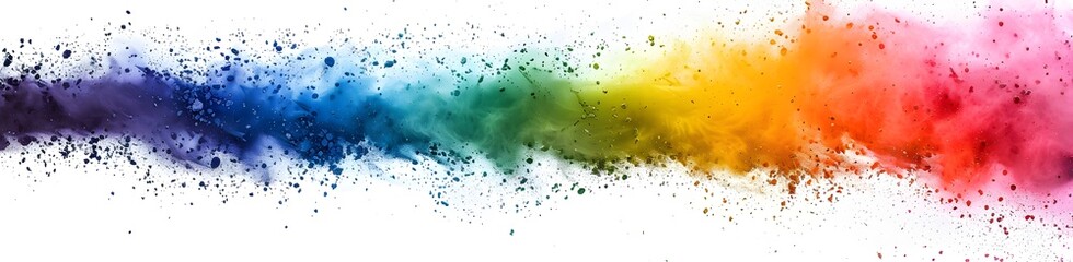 Wall Mural - Rainbow colored powder explosion on white background, rainbow color splash, rainbow dust explosion