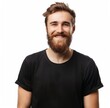 © Zaleman - In black t-shirt and bearded moustache, bearded man smiles and looks at camera