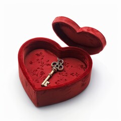 The concept of a house purchase and real estate as a valentine's day gift. Inside the key to the house is a heart-shaped box.