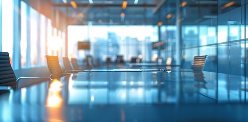 Fototapete - A blurred open office space. Abstract light bokeh at an office interior background.