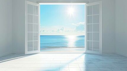 Poster - Open Door to a Beach View