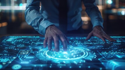 Businessman Interacting with Futuristic Technology