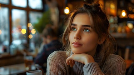 Woman Showing Empathy and Support to Friend in Cozy Caf Setting