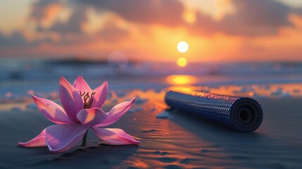 Poster - Pink Lotus Flower Sunset