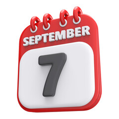 7th September Calendar Icon 3D Render