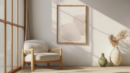 Canvas Print - Minimalist Interior Design with Natural Light and a  Stylish Armchair