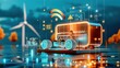 © songwut - Clean energy, hydrogen fuel cells, flat design illustration
