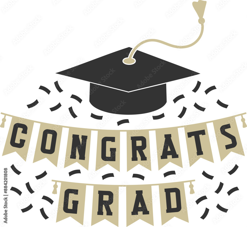 Gradtwin Logo Congrats Grad Banner Logo Stock Vector | Adobe Stock