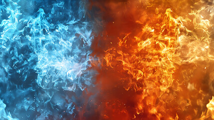 Wall Mural - Elemental Clash: Abstract Fire and Ice Background