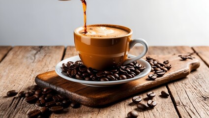 Wall Mural - coffee cup on coffee beans